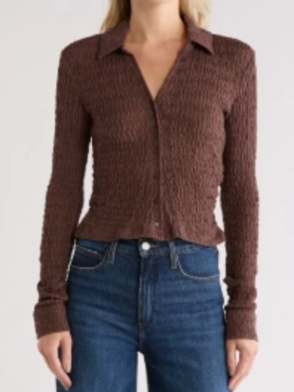 AllSaints Connie Slim Fit Button‑Up Shirt — Bitter Brown — Size S — NWT